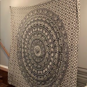 Black and white printed tapestry